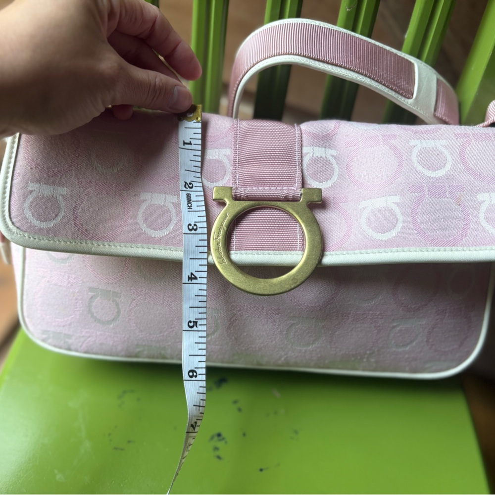 Salvatore Ferragamo Pink and White Clutch